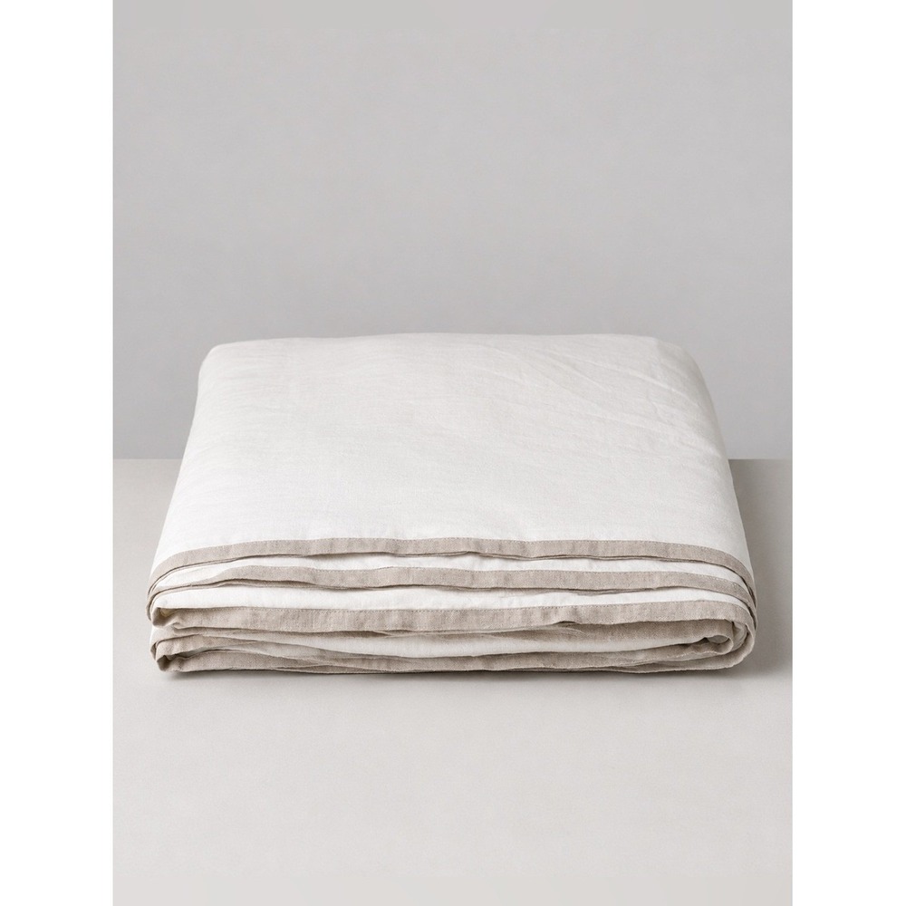 Pottery Barn Belgian 100% Flax Linen Contrast Flange Duvet Cover Cal King/King - Picture 3 of 6